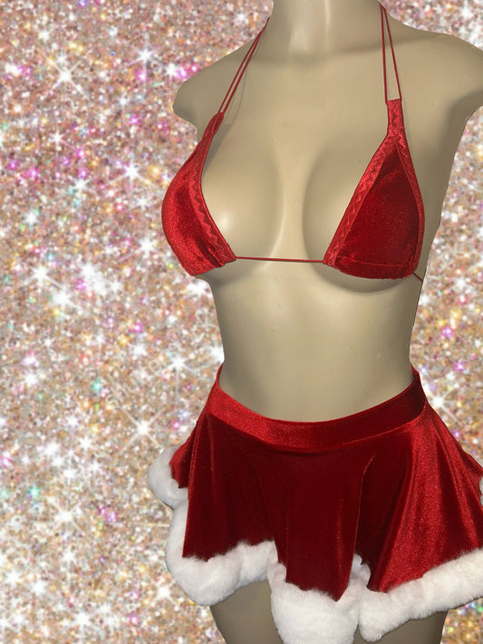 Red Velvet Santa Baby Nikki Skirt Set