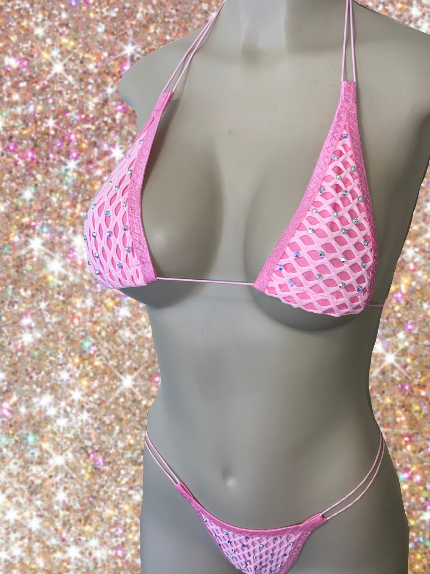 Pink Net Tiny Triangle Set